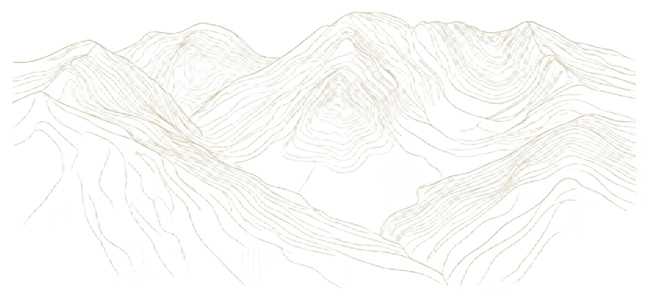 Illustration: topographic line art of Scottish highland contours